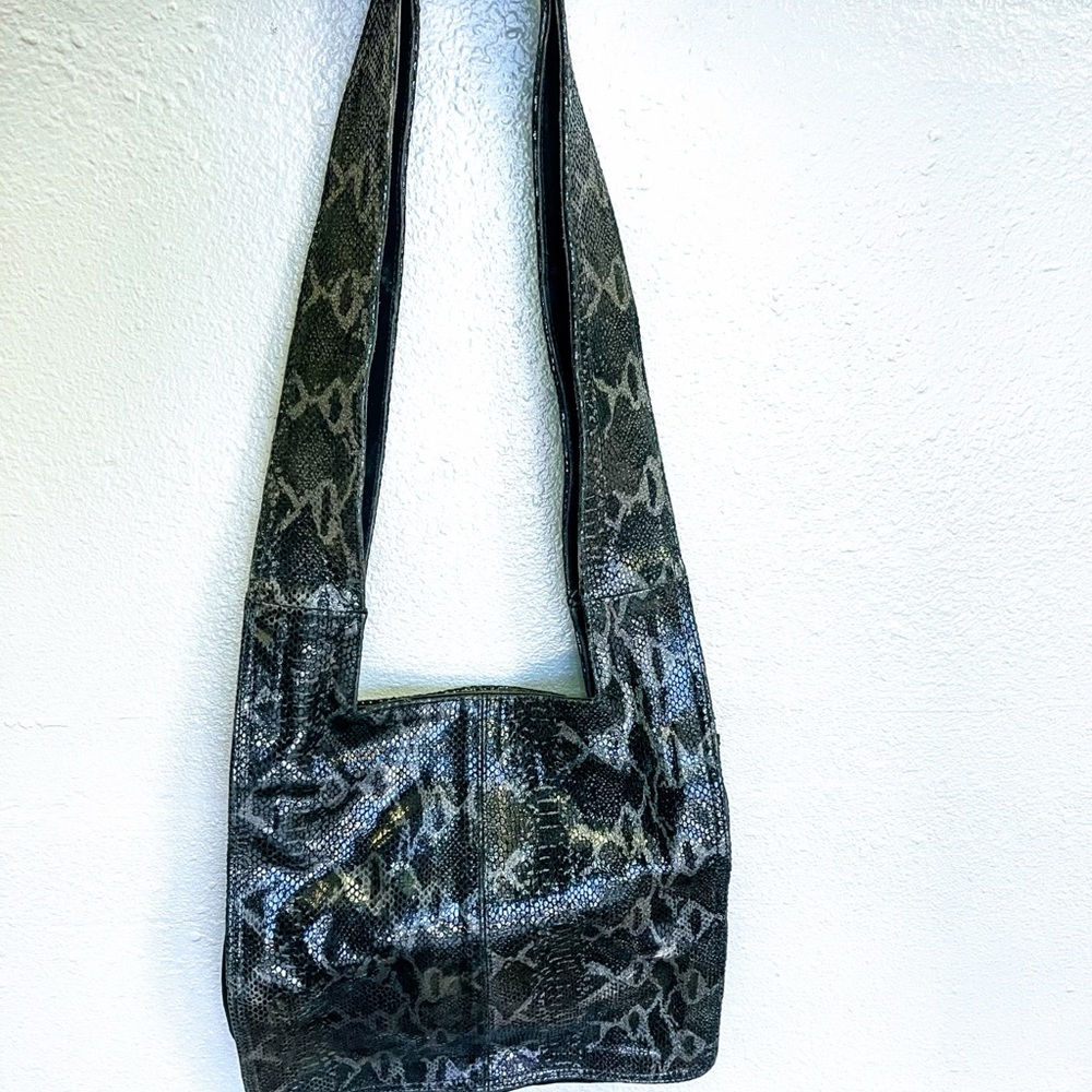 Leather faux snakeskin purse